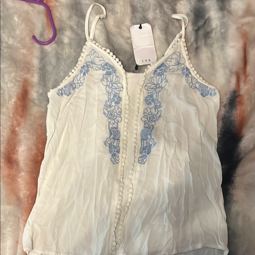 Cream Embellished Ruched Camisole